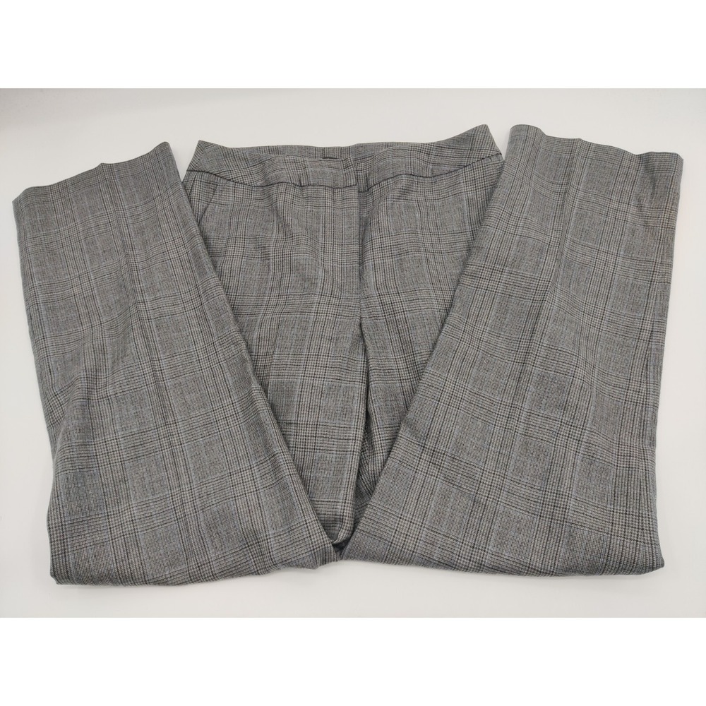 Rafaella Women's Size 10 Plaid Wool Blend Flare Pants Gray Blue‎ Classic Career